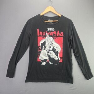 Inuyasha Graphic T-Shirt Long Sleeve M Black Anime Manga Cotton 2009 Vintage